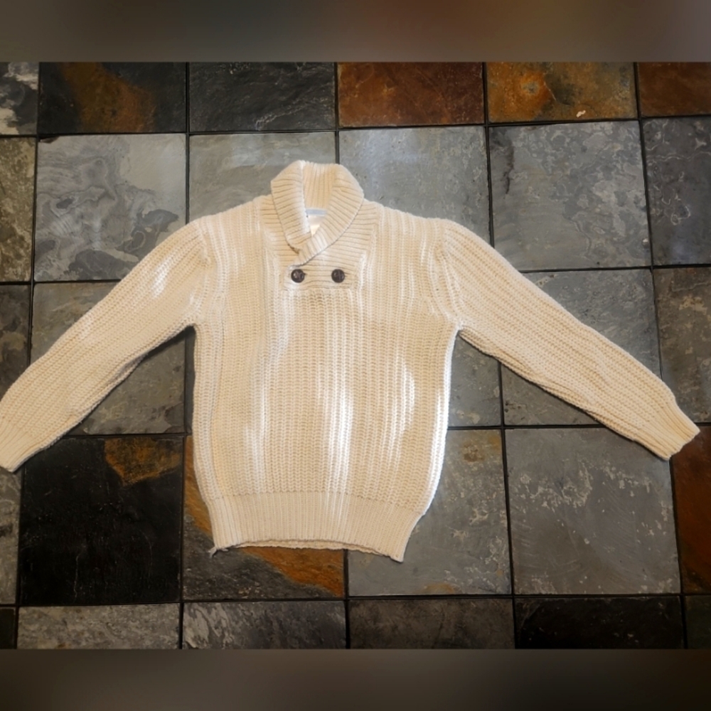 Janie and Jack Boys Toddler Cream Cardigan Sweater with Shawl Collar Size 4